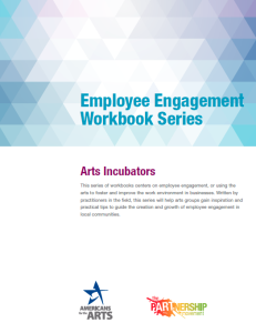 Front cover of Employee Engagement Workbook: Arts Incubators featuring various blue colors of squares