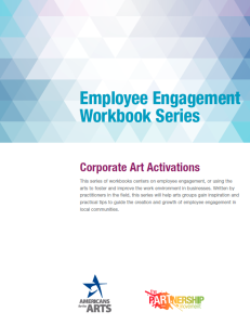 Front cover of  Employee Engagement Workbook: Corporate Art Activations featuring a collage of blocks in various colors of blue.