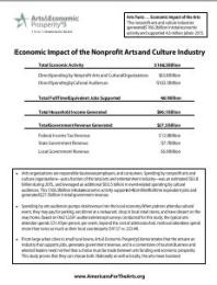 Image of the one pager, Arts Facts: Economic Impact of the Nonprofit Arts Industry (2018)
