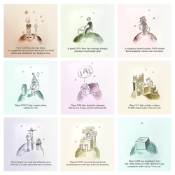 A grid of 9 drawn images with facts about time.