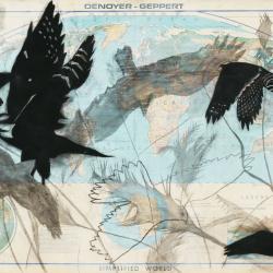 Over top a world map are drawings of birds in darker and lighter shades of black.