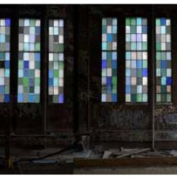 Stained glass windows under a tunnel