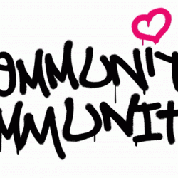 Community Immunity with a heart dotting the i