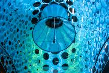 A blue structure with many holes